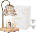 Candeldo Candle Warmer Lamp with Timer, Gold Flower Glass Shade