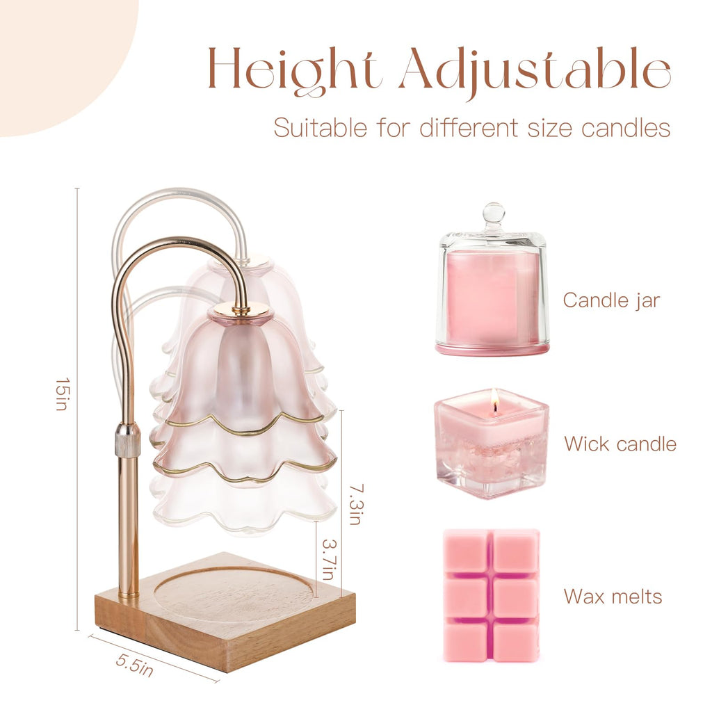 Candeldo Candle Warmer Lamp with Timer, Gold Flower Glass Shade