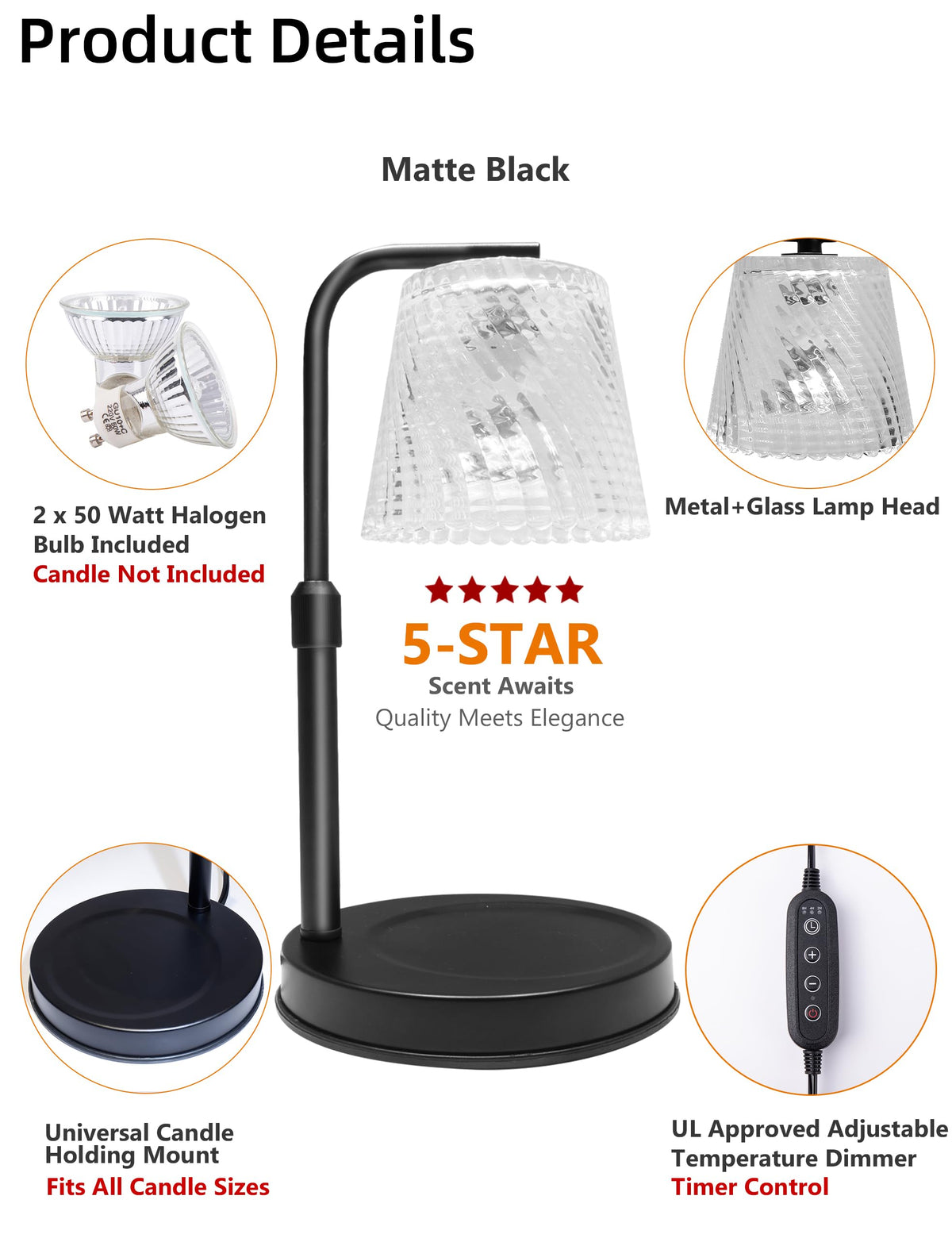 Candle Warmer Lamp with Timer Dimmer - Birthday Gifts for Women Men