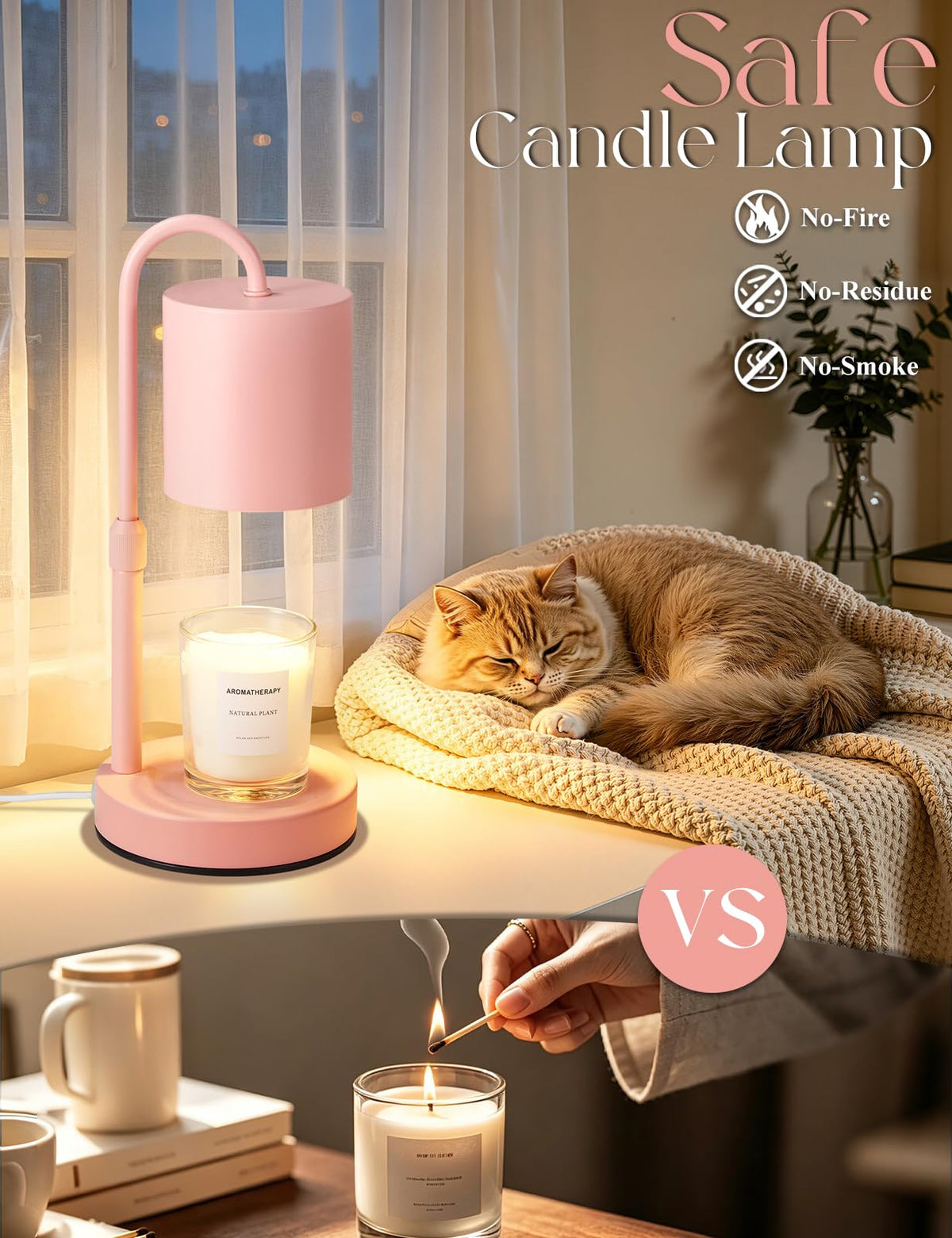 Briever Dimmable Candle Warmer Lamp with Timer, Height Adjustable Electric Candle Wax Warmer, Christmas Birthday Gifts for Women Mom, House Warming Gifts New Home Room Decor, Walnut Solid Wood Base