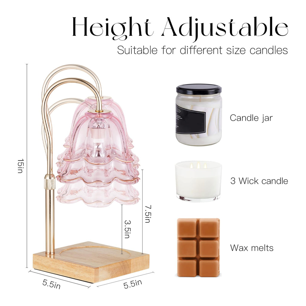 Candeldo Candle Warmer Lamp with Timer, Gold Flower Glass Shade