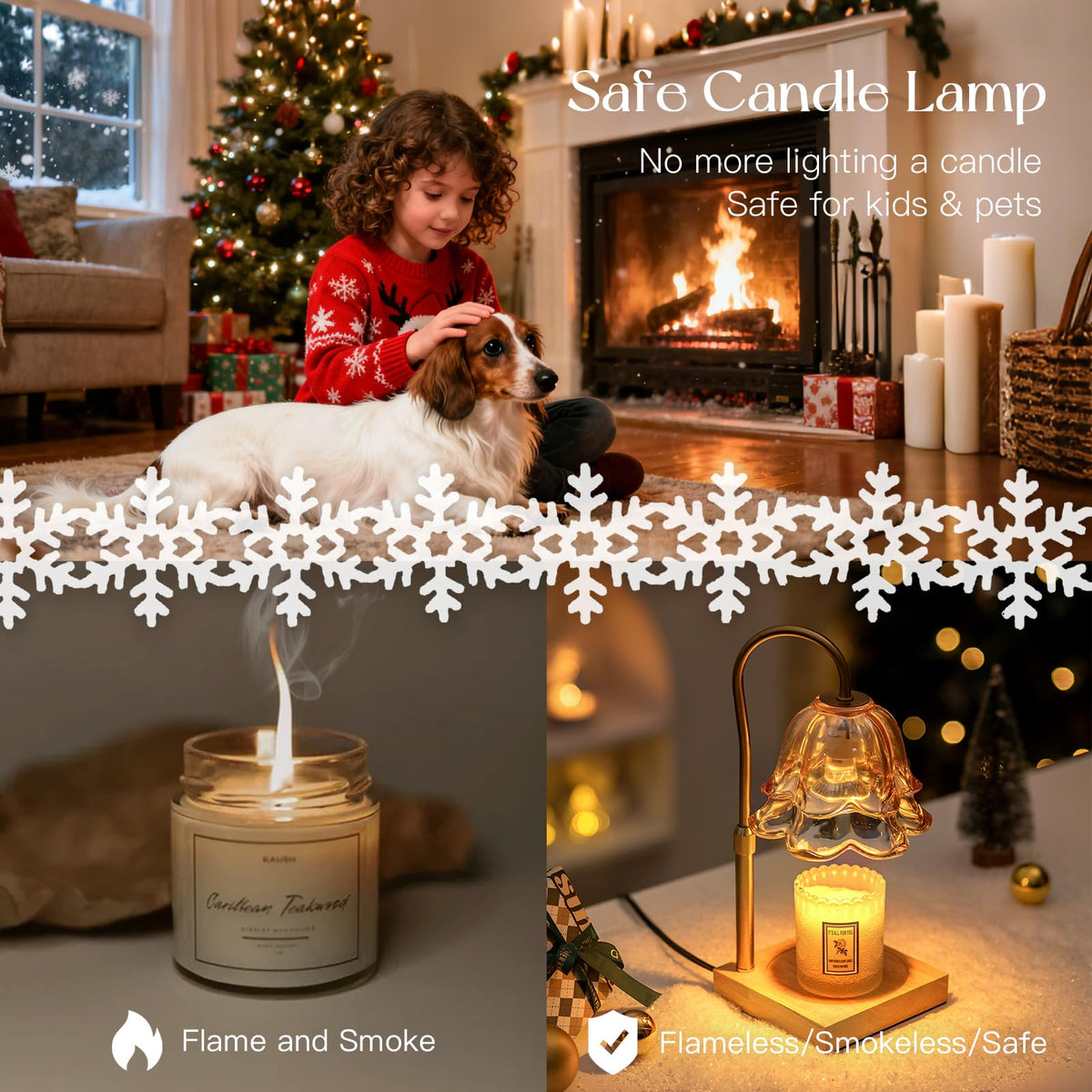 Candeldo Candle Warmer Lamp with Timer, Gold Flower Glass Shade