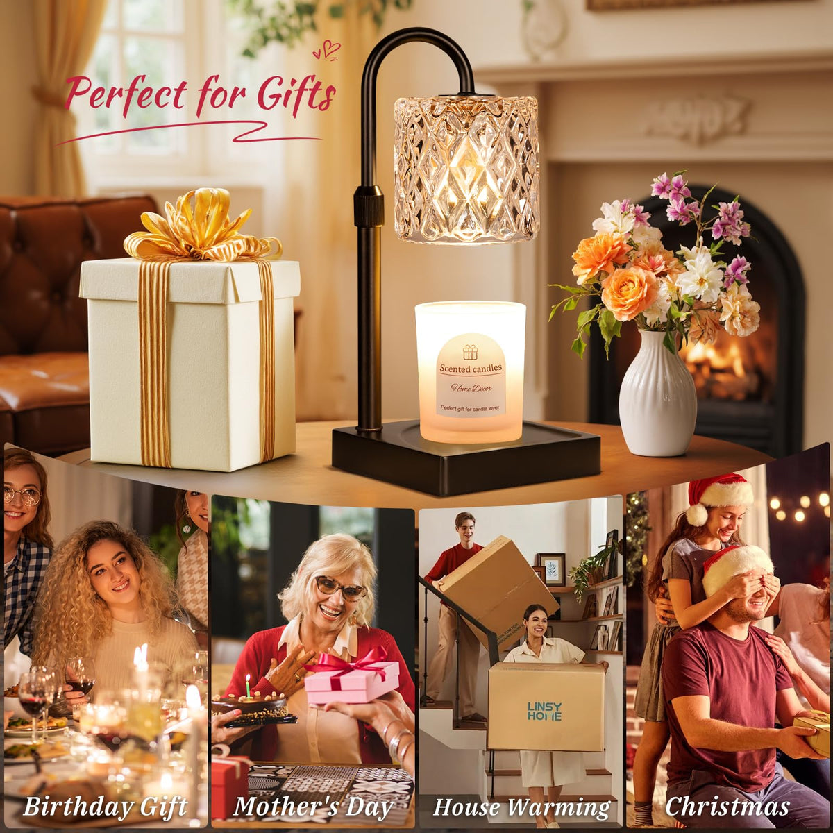Candle Warmer Lamp with Timer,Wax Melt Warmer Birthday Gifts for Women