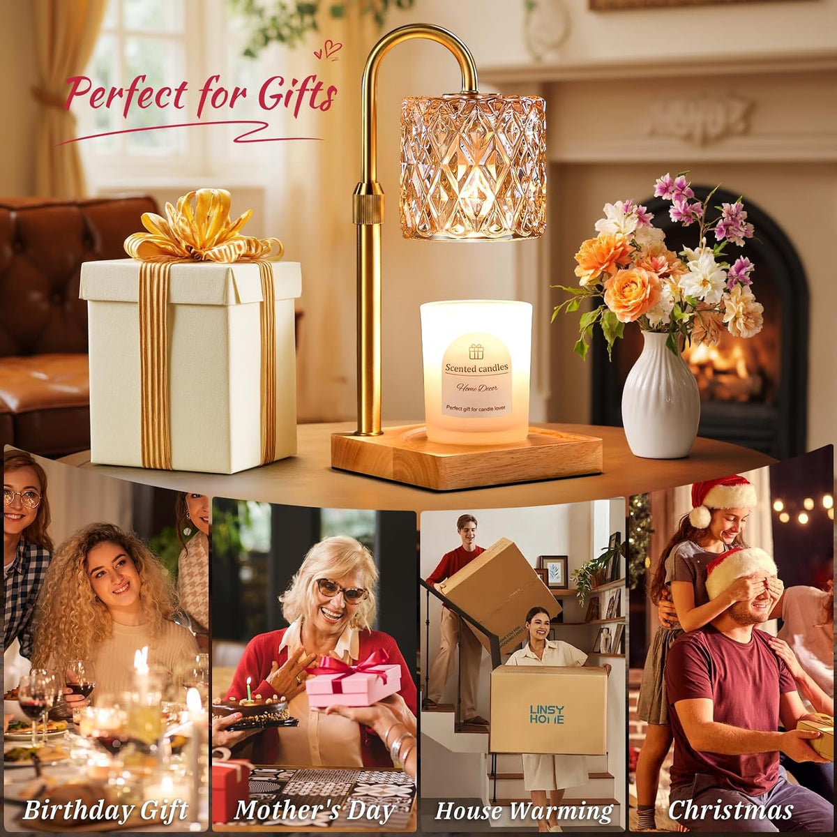 Candle Warmer Lamp with Timer,Wax Melt Warmer Birthday Gifts for Women