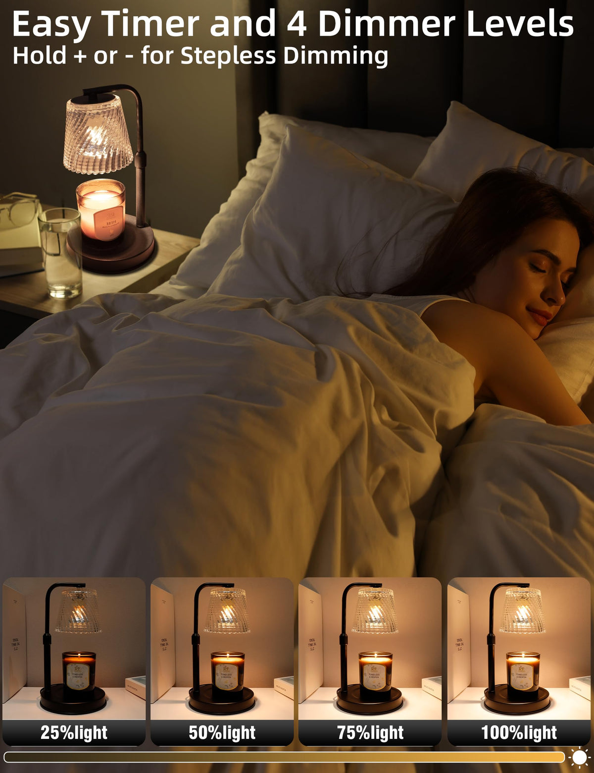 Candle Warmer Lamp with Timer Dimmer - Birthday Gifts for Women Men