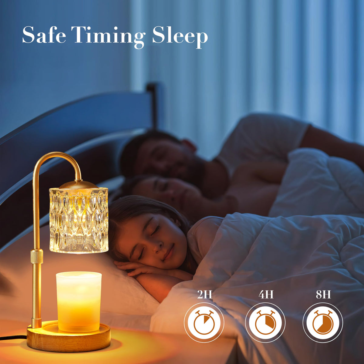 Briever Dimmable Candle Warmer Lamp with Timer, Height Adjustable Electric Candle Wax Warmer, Christmas Birthday Gifts for Women Mom, House Warming Gifts New Home Room Decor, Walnut Solid Wood Base